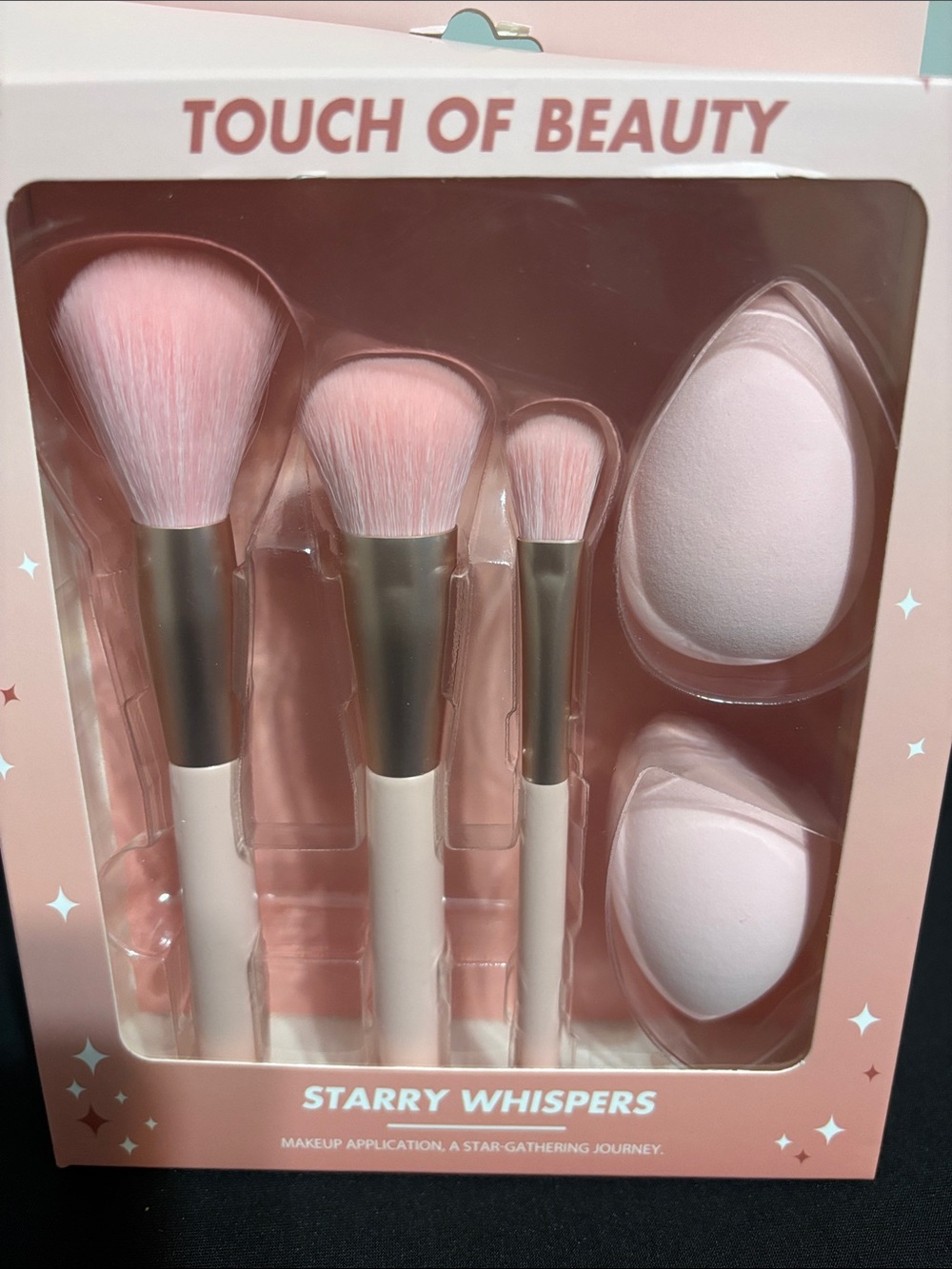 "Starry Whispers" Pink Makeup Brush & Sponge Set